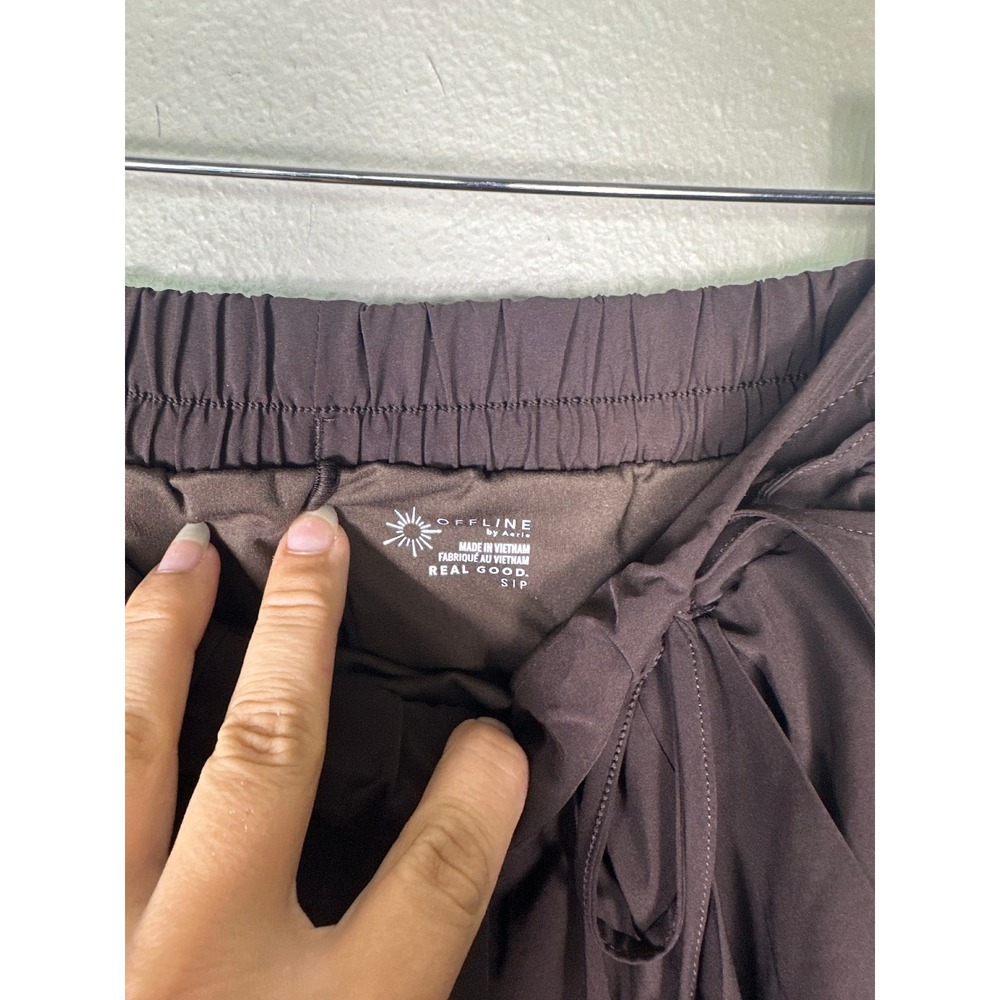 AERIE Offline Tennis Dark Academia Women S Brown Bow Pleated Athletic Mini Skort - Picture 4 of 5